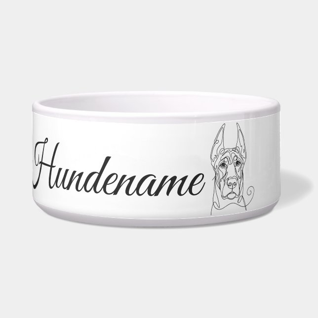 Tigela Dobermann Pinscher Line Art personalized bowl (Frente)