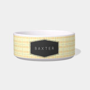 Tigela Doce Xadrez Amarelo Personalizado Pet