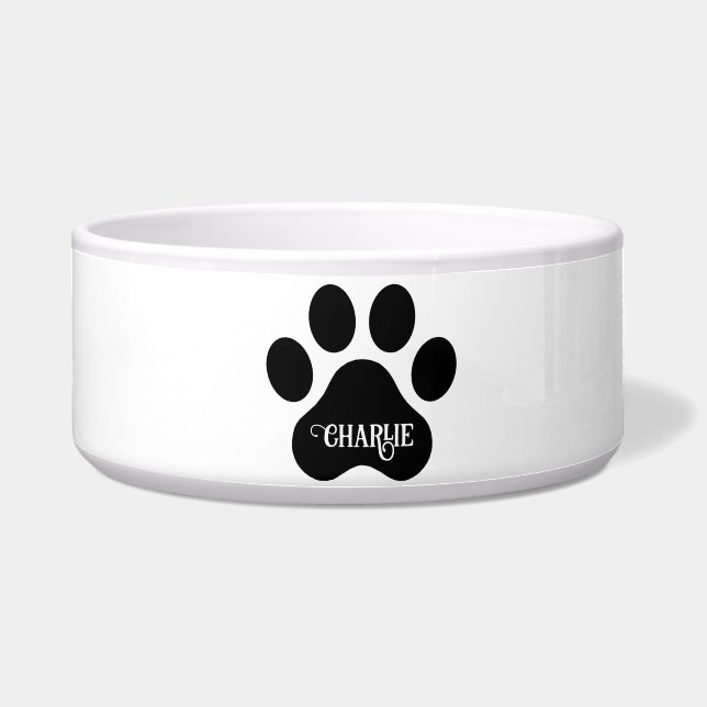 Tigela Dog Paw Name Silhouette Design (Frente)