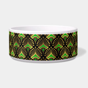Tigela Dourado e verde Art Deco, de preto