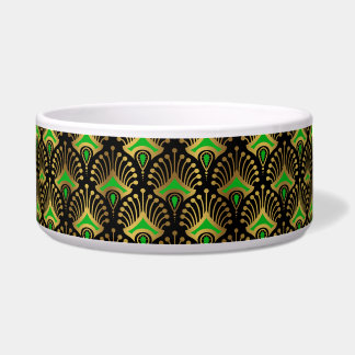 Tigela Dourado e verde Art Deco, de preto