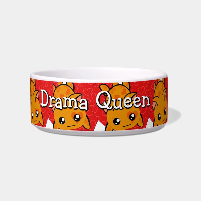 Tigela Drama Queen Cute Gatinho Personalizado Kitty Bowl (Frente)