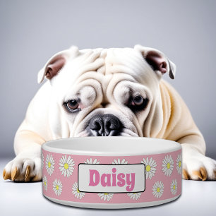 Tigela Dúvidas Brancas e Rosa Médias - Bowl de Cão Per