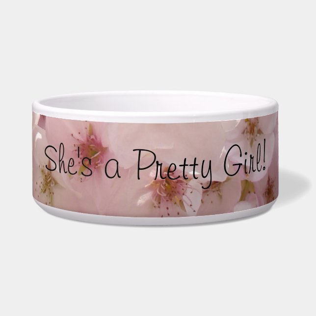 Tigela Ela é uma Preety Girl Pink Dog comida water bowls (Frente)