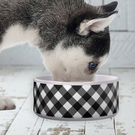 Tigela Elegant Cute Gingham Check ceramic pet bowl 