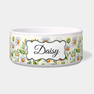 Tigela Elegant Yellow Daisy Personalized Pet Bowl