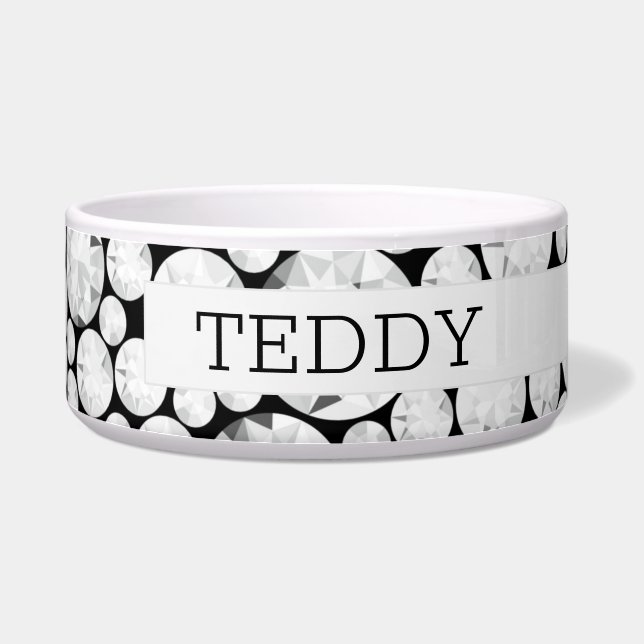 Tigela Elegante Diamond Gemstone PET NAME Glam Bling (Direita)