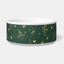 Elegante Emerald & Dourado Dog Bowl - Natal clássi
