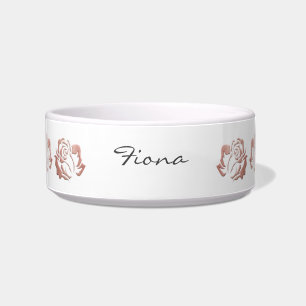 Tigela Elegante White Rose Dourada Emboscada Rosa Dog Bow