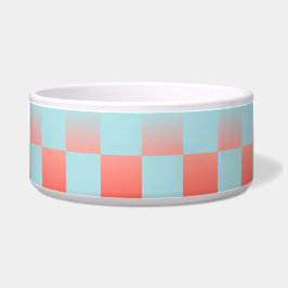 Tigela Elegante xadrez degradê azul empoado rosa coral