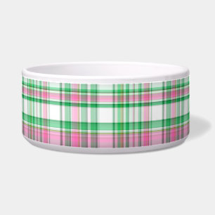 Tigela Emerald Green, Rosa Quente, Xadrez White Preppy Ma