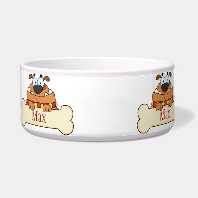Tigela Engraçado Cartoon Cão Personalizado Pet Bowl (Esquerda)