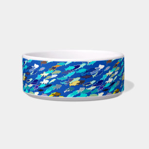 Tigela Escola de Peixes, Azul Escuro, Branco e Turquesa
