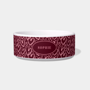 Tigela Escova Moderna Coração Burgundy Rosa Personalizado
