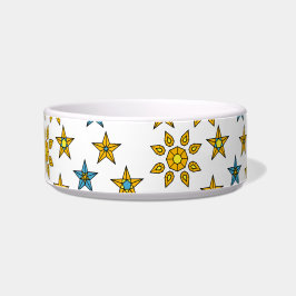 Tigela Espaço Branco Laranja Azul Sol e Estrelas Padrão G