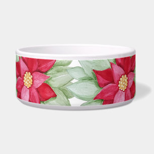 Tigela Estrela de Natal Poinsettia Aquarela Pintada à mão