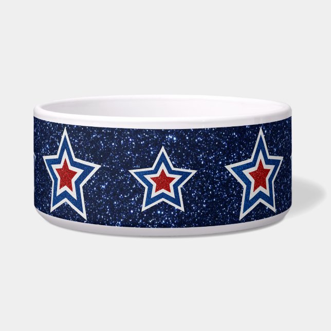 Tigela Estrela Vermelha, Branca e Azul para 4 de Julho co (Frente)