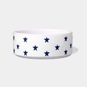 Tigela Estrelas Cão-de-marinho azul e branco Pet cerâmi