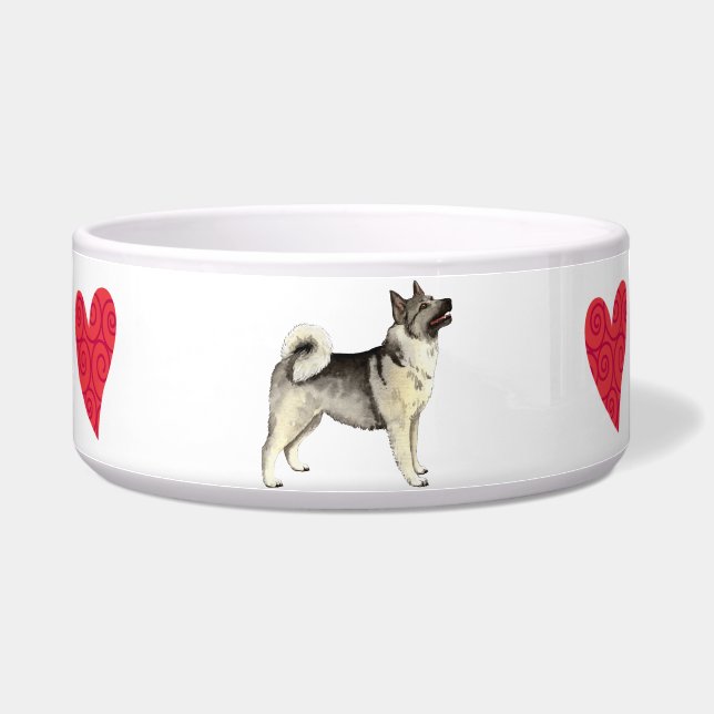 Tigela Eu amo meu Elkhound norueguês (Direita)
