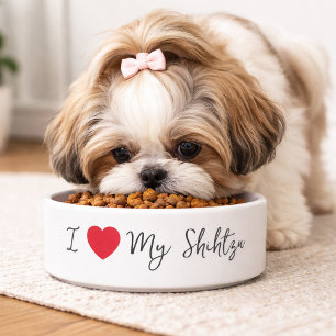 Tigela Eu Amo Meu Shih Tzu Letra Fofa Amante de Cachorro 