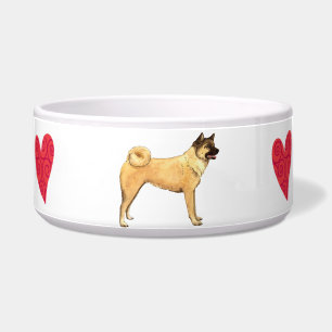 Tigela Eu amo minha Akita