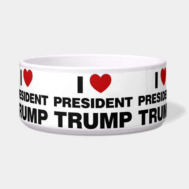 Tigela Eu Amo o Presidente Trump Heart (Frente)