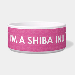 Tigela Eu sou uma bacia cor-de-rosa de Shiba Inu
