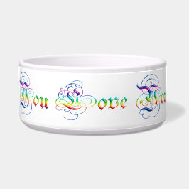 Tigela eu te amo. Texto decorativo do inclinação