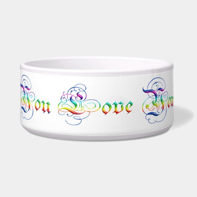 Tigela eu te amo. Texto decorativo do inclinação (Frente)