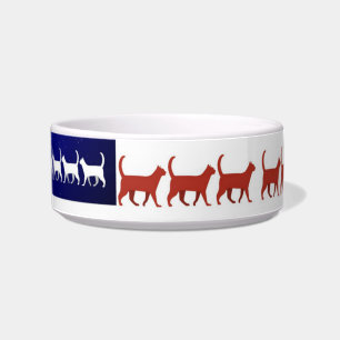 Tigela EUA flag cats brancas e azuis