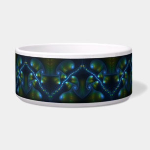 Tigela Fantasy Luzes Abstrato Azul Verde Amarelo Fractal