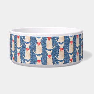 Tigela Fawn Chihuahua com Bandana Cerâmica Pet Bowl