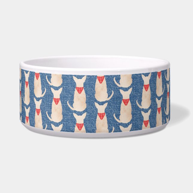 Tigela Fawn Chihuahua com Bandana Cerâmica Pet Bowl (Frente)