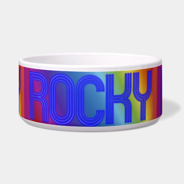 Tigela Feed Bowl para Cachorro com Nome Rocky (Frente)
