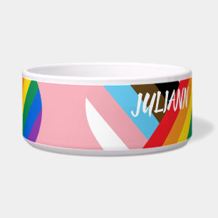 Tigela Feito Com Orgulho Coração Arco-íris Personalizado