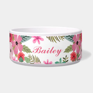 Tigela Feminino floral personalizado da bacia do animal
