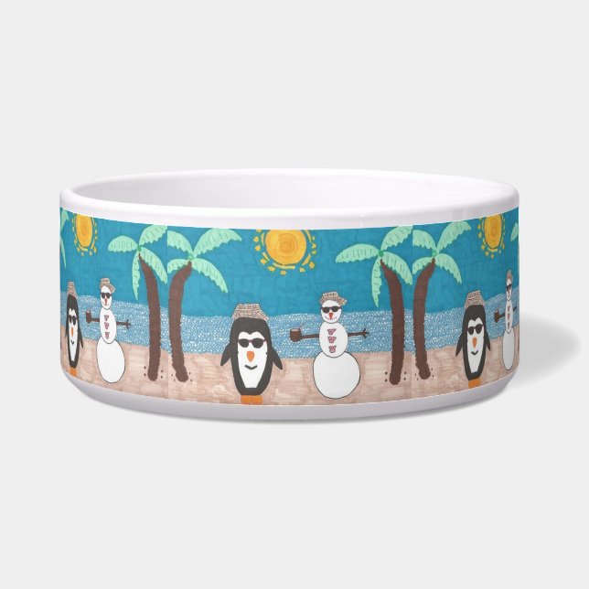 Tigela Férias de Natal Pinguin e Snowman (Frente)