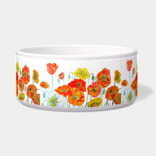 Tigela Fita Flor de Aquarela Laranja Vermelho Papoula