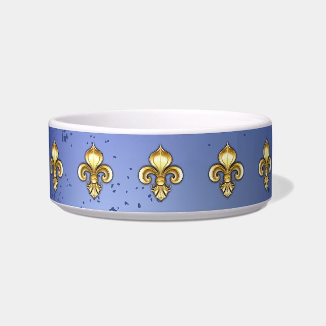 Tigela Fleur de Lis Dourada em Azul (Frente)