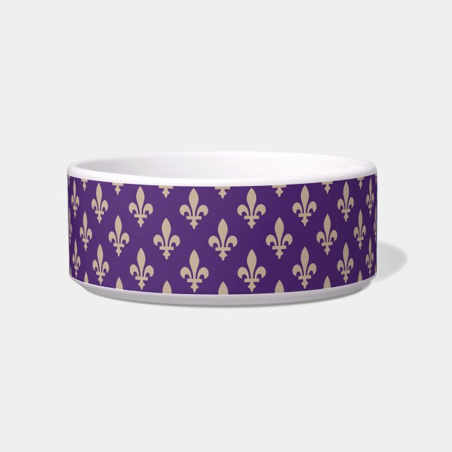 Tigela Fleur de Lis Pattern, Royal French Cream on Purple (Frente)