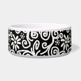 Tigela Flor branco preto e espiral flores