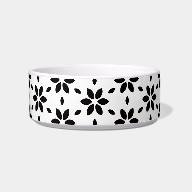 Tigela Floral Abstrato Preto e Branco Moderno (Frente)