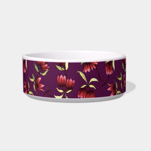 Tigela Floral Boêmiano Russo Vermelho Vermelho Brilhante