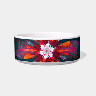 Tigela Floral Flores de Mandala Laranja Vermelho Abstrato