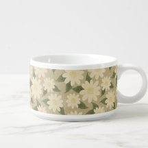 Floral Margarida Vintage em Verde Salvia e Creme