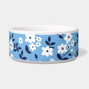 Tigela Flores Azuis, Brancas: Vintage