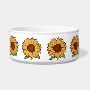 Tigela Flores de Desenho Animado, Girassol Floral de Verã