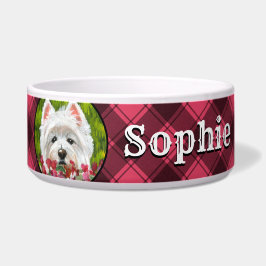 Tigela Flores de Westie e Rosa