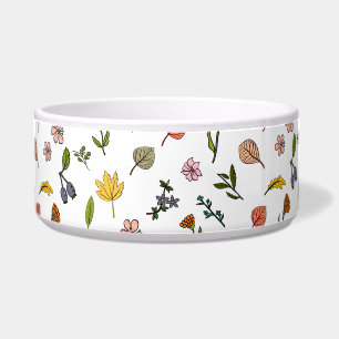 Tigela Flores e folhas cor-de-rosa e amarelas