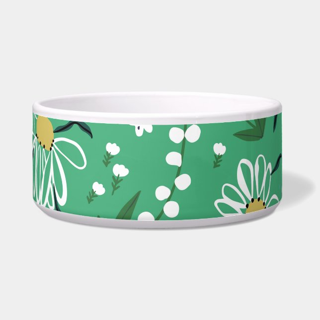 Tigela Flores Retro, Padrão Botânico Sem Costura. (Frente)